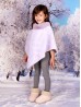 Kids Soft Faux Fur Poncho W/  Wave Pattern and Faux Fur Neckline (3-7 Years Old) 